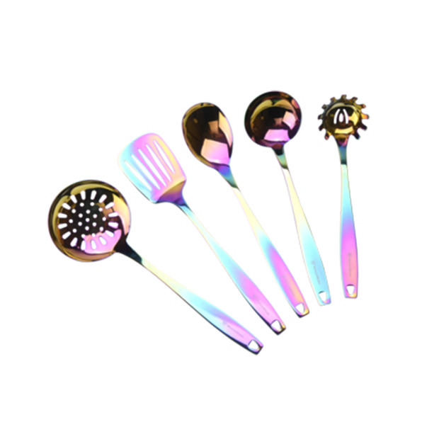 Stainless Steel Kitchen Tools and Cutlery Bundle (25-Piece Set) | Rainbow PVD Coated