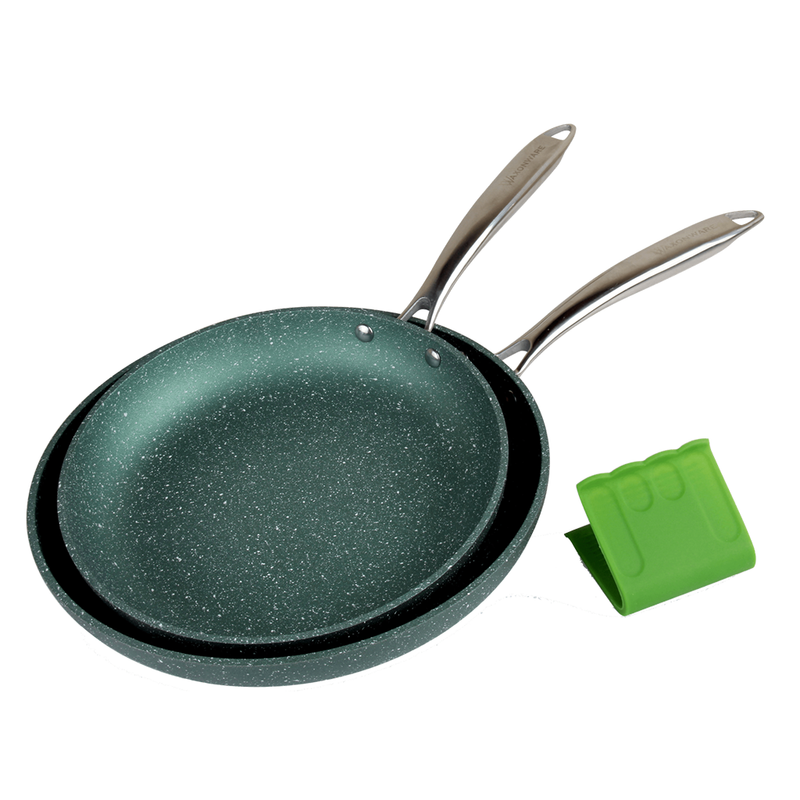 Non Stick Frying Pan Set Granite Skillet Set with 100% PFOA & PTFE Free,  Inducti