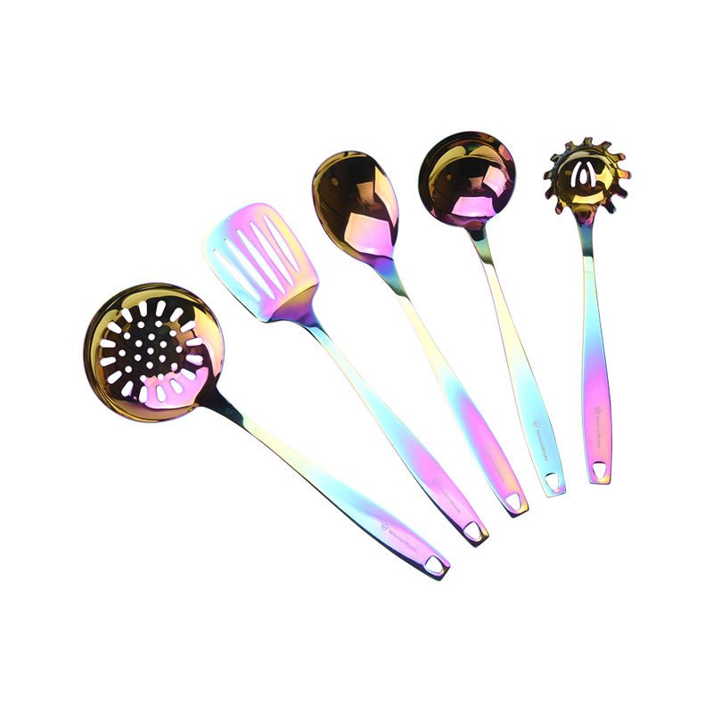 Stainless Steel Kitchen Tools (5-Piece Set) | Rainbow PVD Coated
