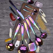Stainless Steel Kitchen Tools and Cutlery Bundle (25-Piece Set) | Rainbow PVD Coated