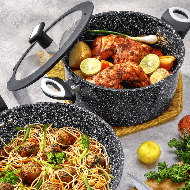 UMETRE NonStick Frying Pan, 9.5 /11 Cooking Pan with Glass Lid, Non stick  Deep Frying Pans with White Granite Coatings, Saute Pan, Stone Cookware